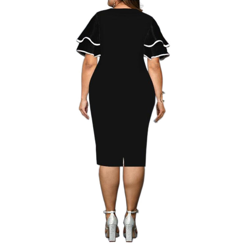 Sličica: Plus Size Dress Elegant Geometric Print Party Dress 2021 New Women Layered Slee