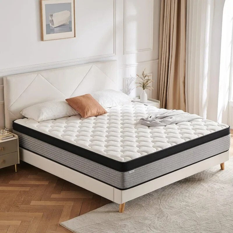 JINGWEI Queen Mattress, 12 Inch Innerspring Hybrid Mattress in a Box,Individual