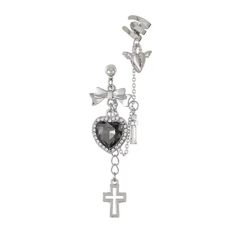 Thumbnail: Tassel Cross Heart Ear Clip
