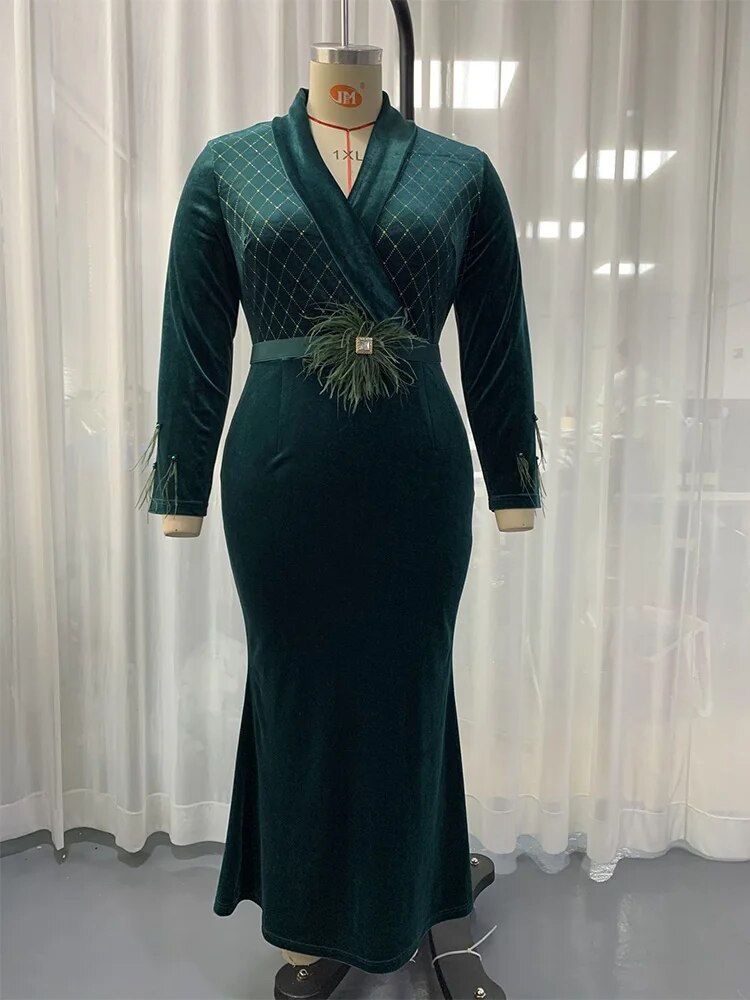 Thumbnail: TOLEEN Women Plus Size Large Maxi Dresses 2022 Autumn Winter Luxury Chic Elegan