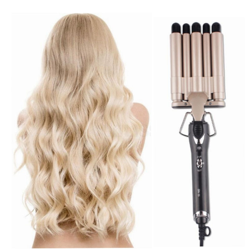 Miniaturebillede: Curling Iron Professional Salon Wavy Hair Styler Tourmaline Wave Maker 5 Barrel