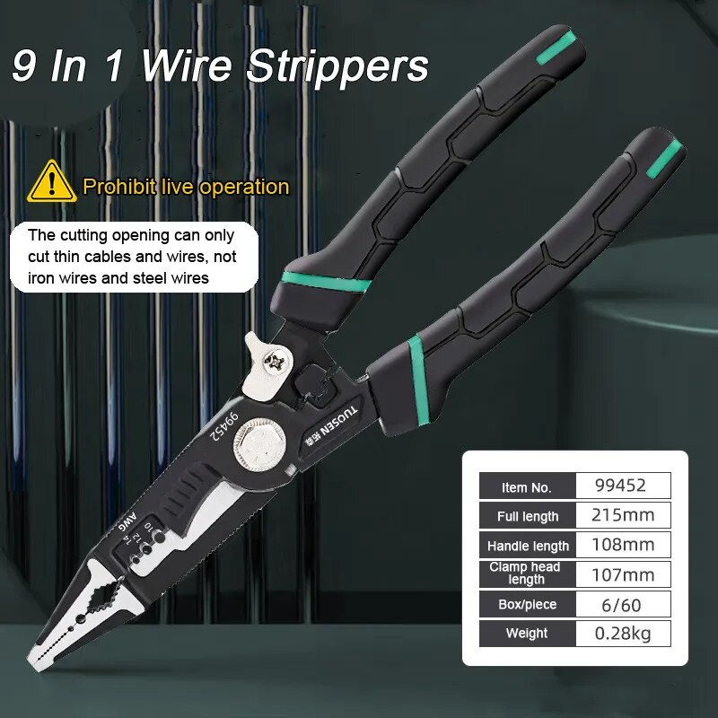 Miniaturbild: ZK30 9In1 Hand Tool Crimping Tool Sharp-nosed Peeling Pliers Electrician Specia