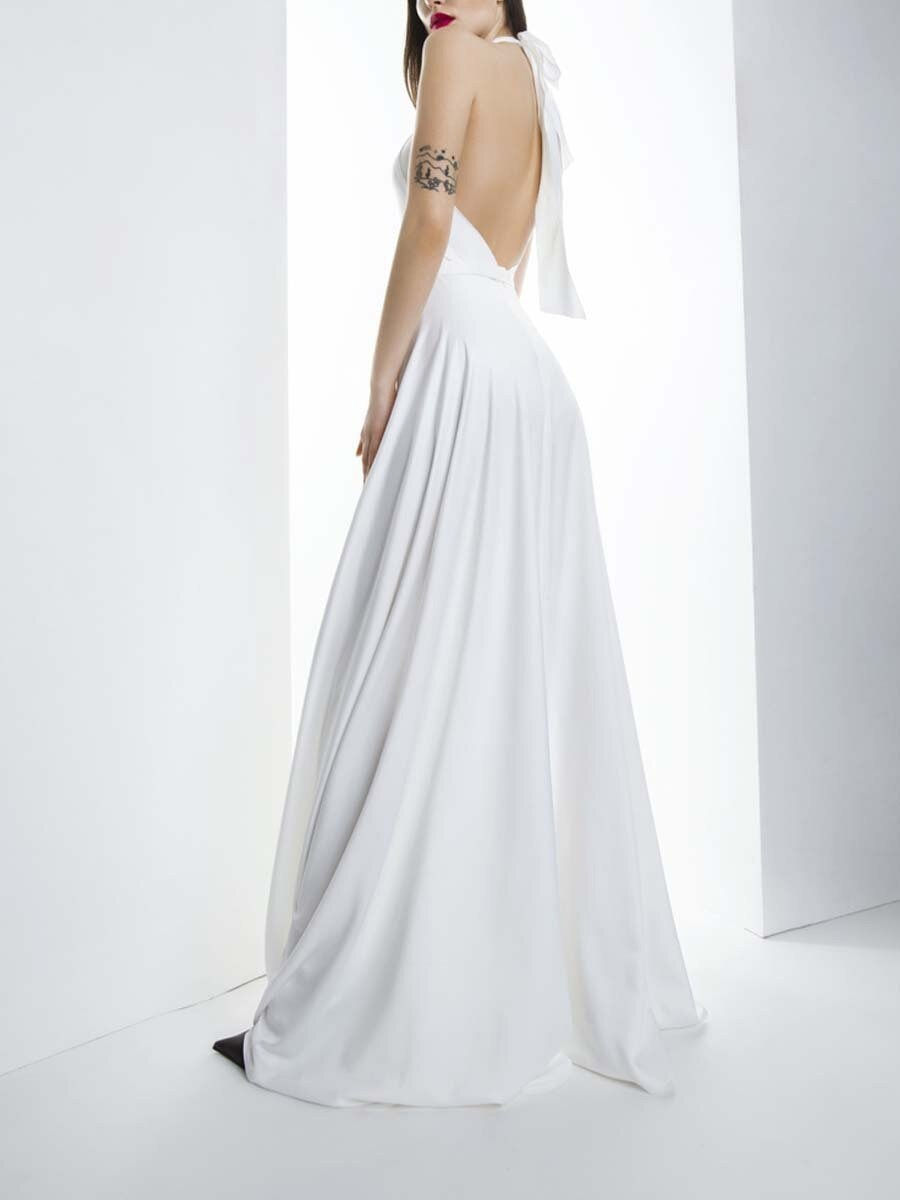 Thumbnail: Hi Shy Bridal Classic Evening Dresses Chiffon O-Neck Floor-Length A-LINE Sleeve