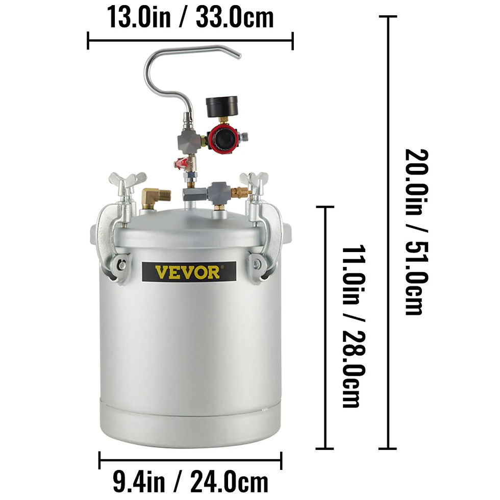 Thumbnail: VEVOR 10L / 2.5 Gallon Pressure Paint Pot Sprayer Tank with Spray Gun & Hose fo