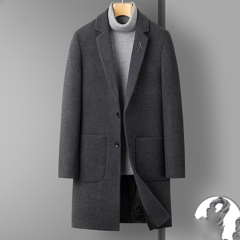 थंबनेल: Men's Mid Length Thick Woolen Coat