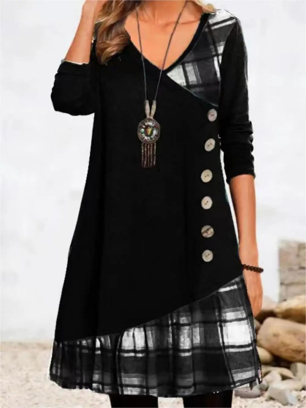 Thumbnail: Dresses for Women European and American autumn and Winter Elegant Everyday Loos