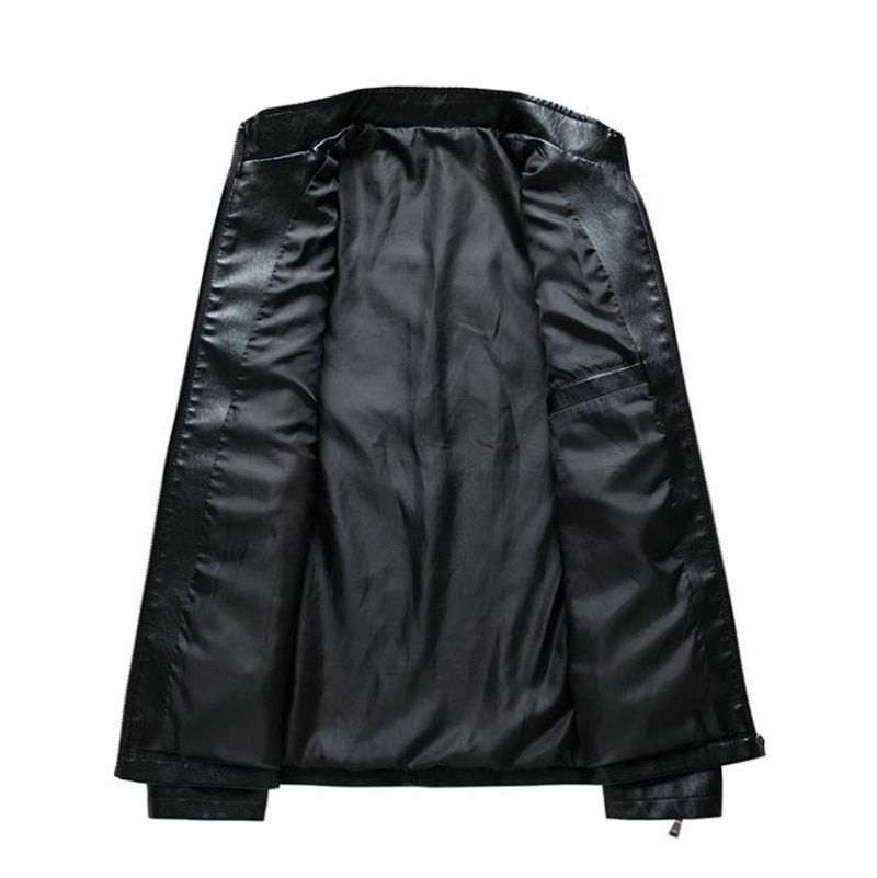 Thumbnail: Leather PU Jacket Men Casual Outwear Coat Windbreaker Motorcycle Leather Winter