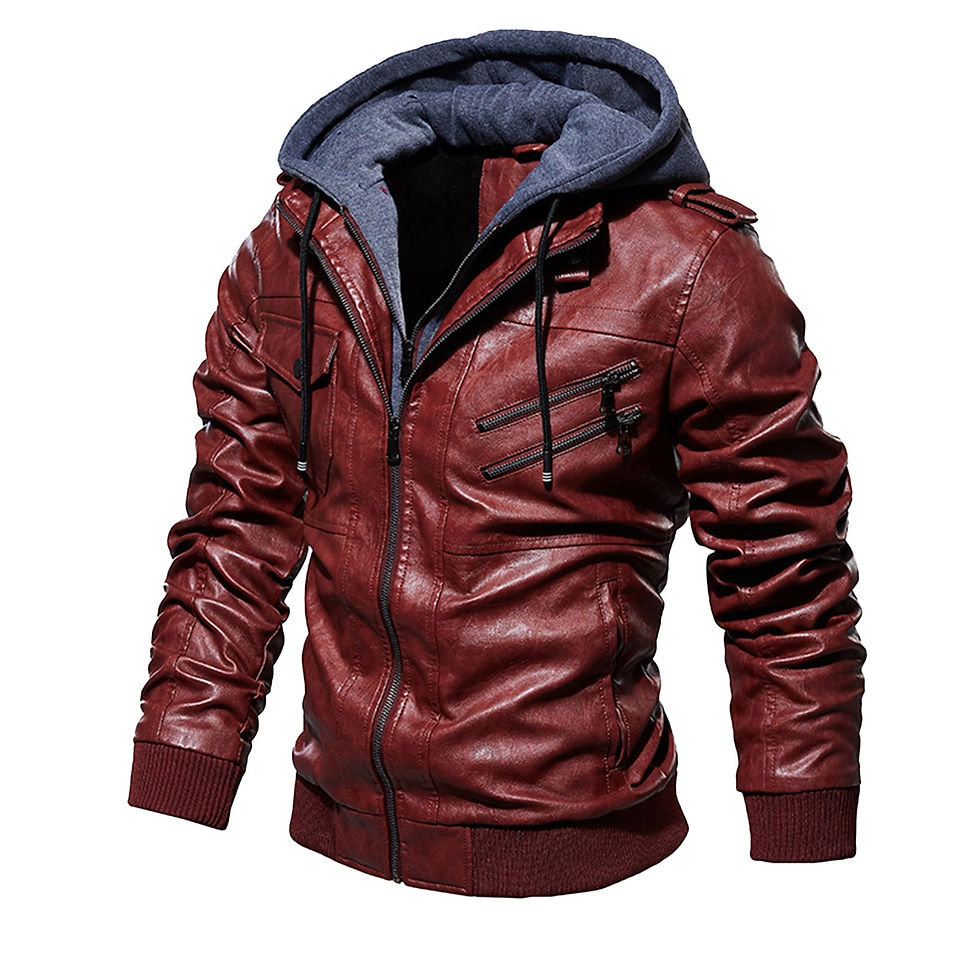 Thumbnail: Leather Jackets For Men Casual Cowhide Pu Leather Hooded Autumn Winter Coats Ma