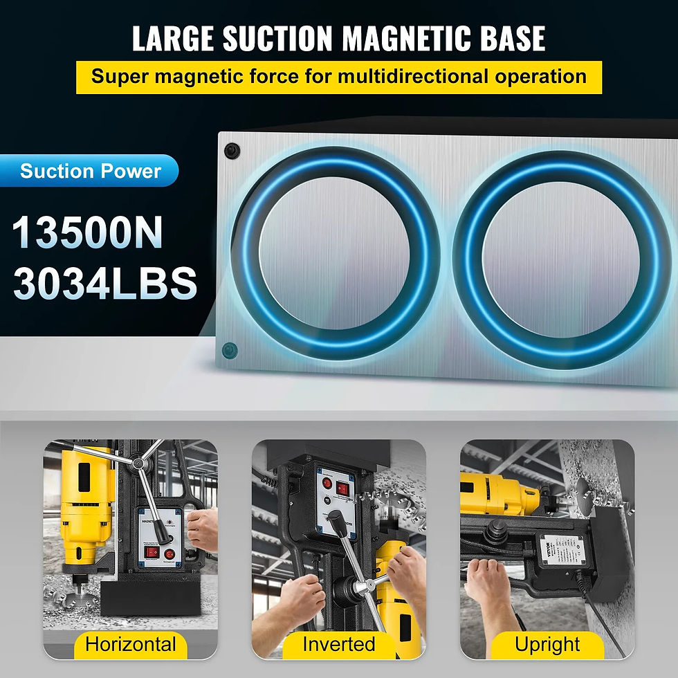 Thumbnail: VEVOR 1200W Magnetic Drill Press 23mm Boring MB-23 Electric Bench Tapping Drill