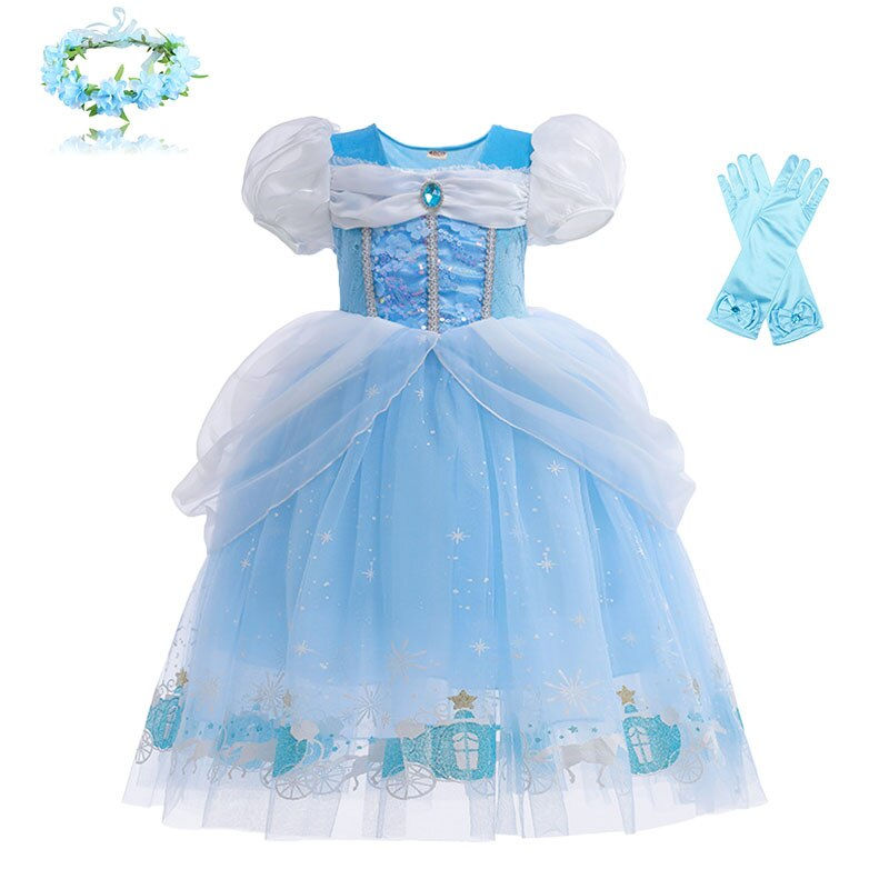 Thumbnail: Girls Party Dresses Brithday Gift Costume Cinderella Princess Ball Gown Sequin