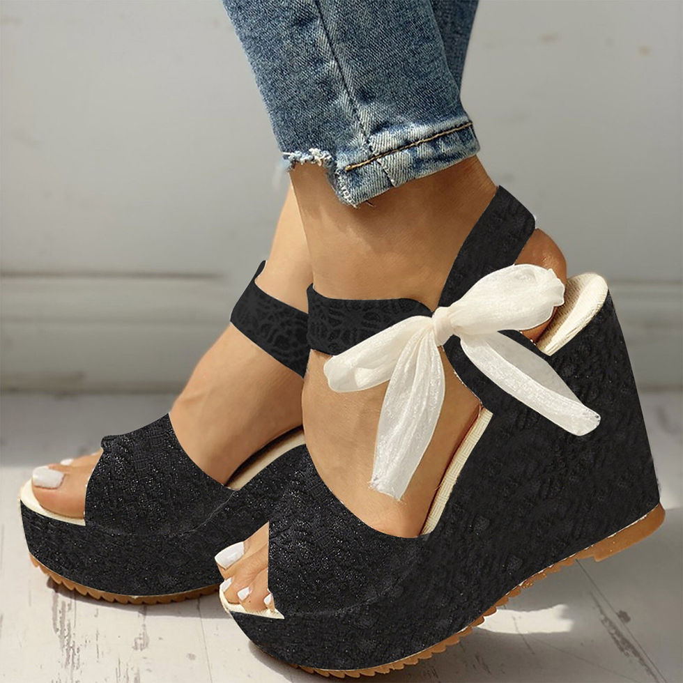 Miniatiūra: New Designer Lace Lace Up Sandals Roman Sandals High Quality Wedges High