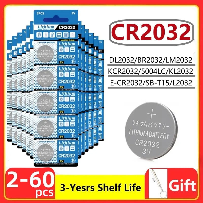 NEW 2-60PCS 3V CR2032 Lithium Button Battery BR2032 ECR2032 LM2032 5004LC Coin