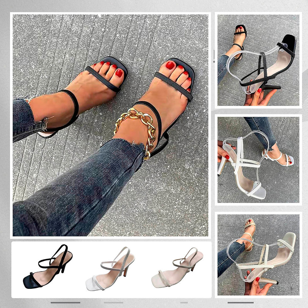 Thumbnail: Fashion Womens Summer Casual Solid Colors Thin High Heels Non-Slip Party Club A