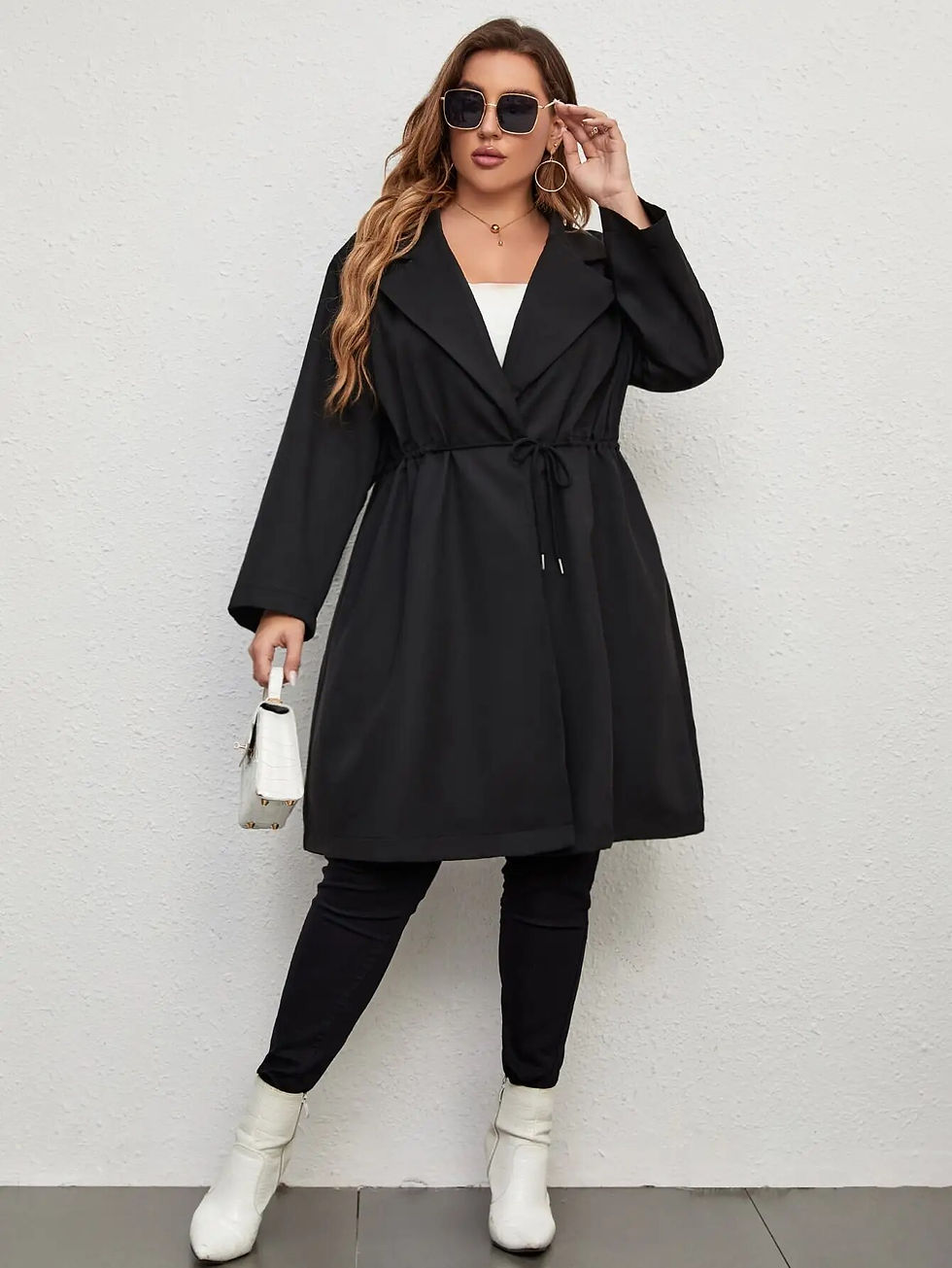 Miniatura: Finjani Plus Size Coat Women Clothing Winter And Autumn Black Elegant Waist Lac
