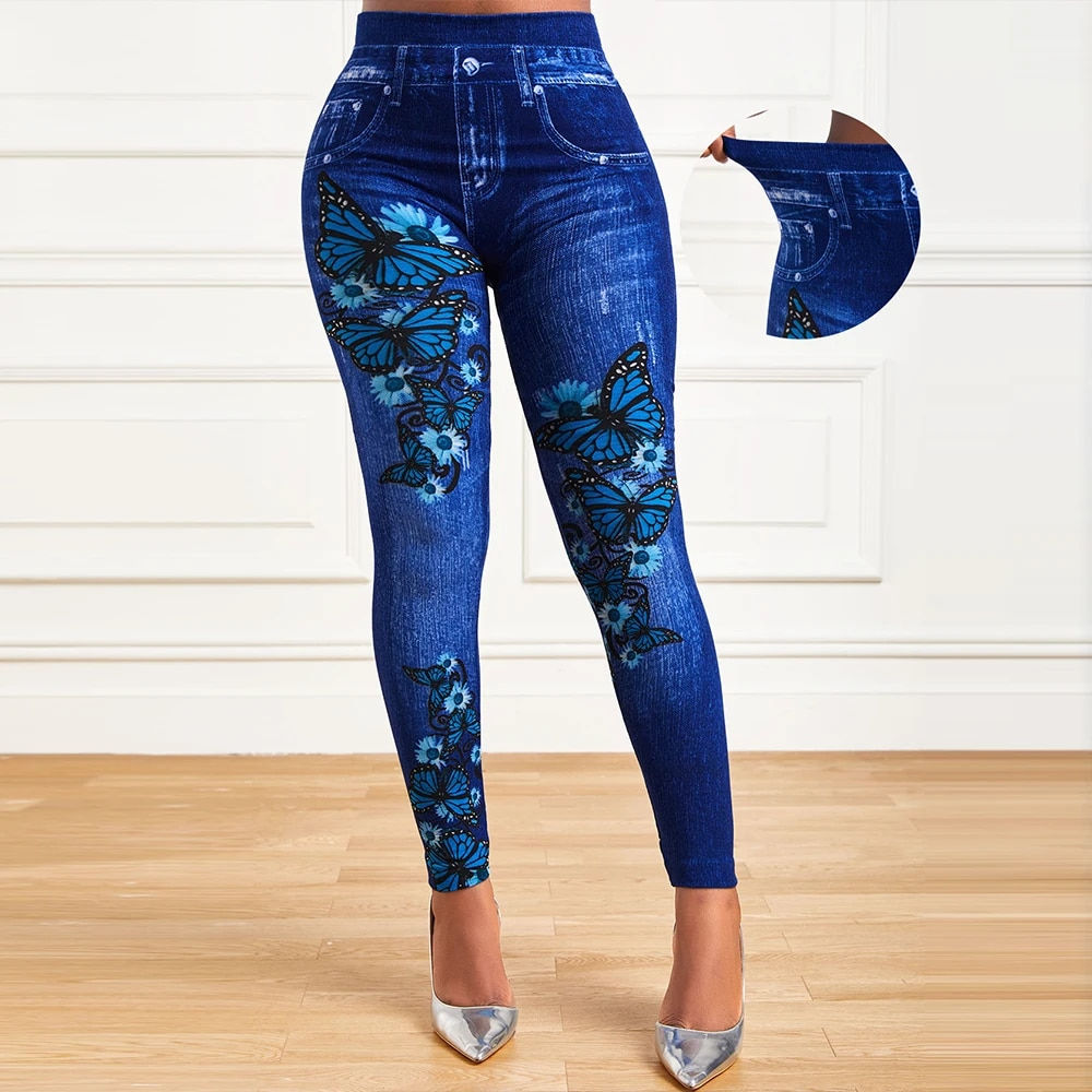 Plus Size  Printed Leggings for Women Clothing 2023 Autumn Winter High Waist Tr