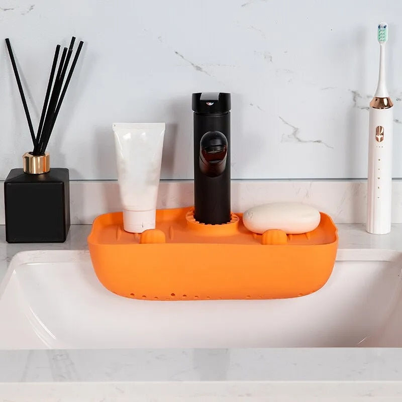Miniatura: Faucet Drainer Rack Non-slip Countertop Mat Kitchen Wipe Sponge Wipe Drainer Or