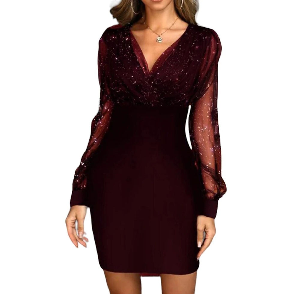 Thumbnail: Mesh Formal Occas Dress For Women 2023 Autumn Slim Hip Waist Sexy Elegant Eveni