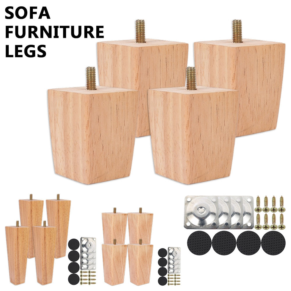 4pcs 6/10/15cm Solid Wood Furniture Feets Sofa Cabinets Legs Square Bed Table C