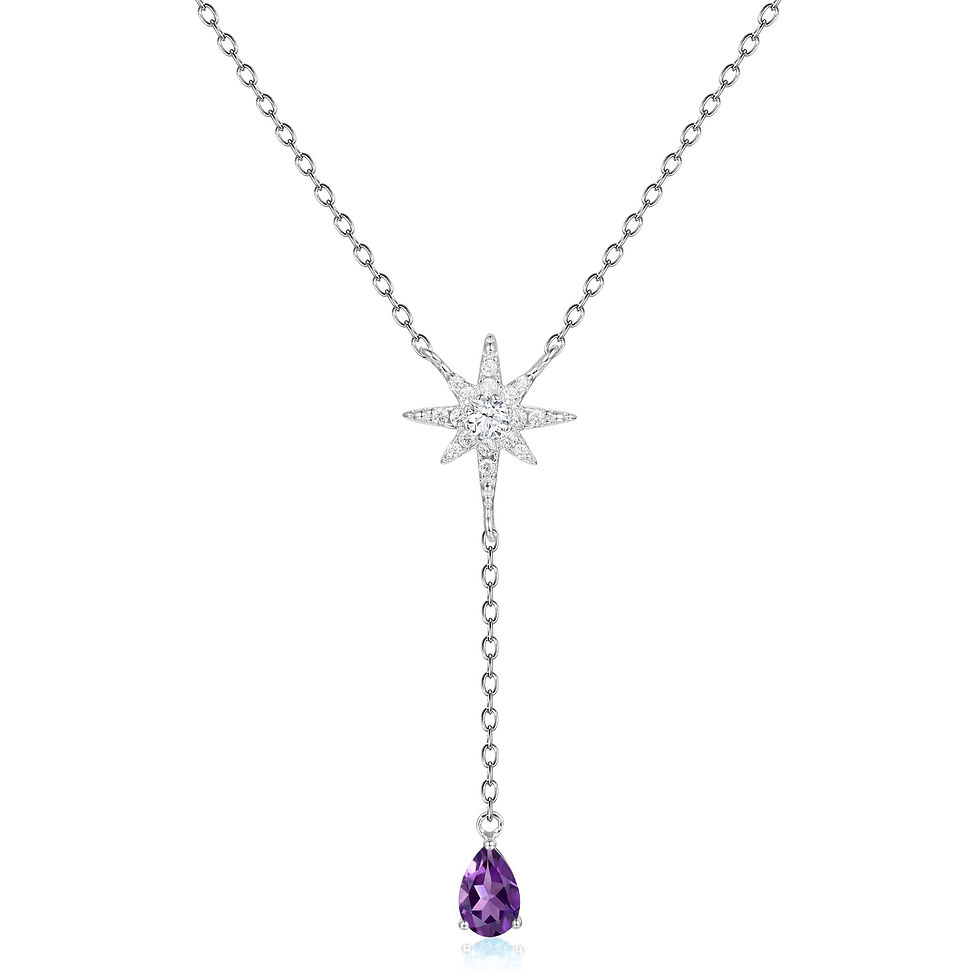 Thumbnail: GEM'S BALLET North Star Necklace For Women 4x6mm Pear Shape Swiss Blue