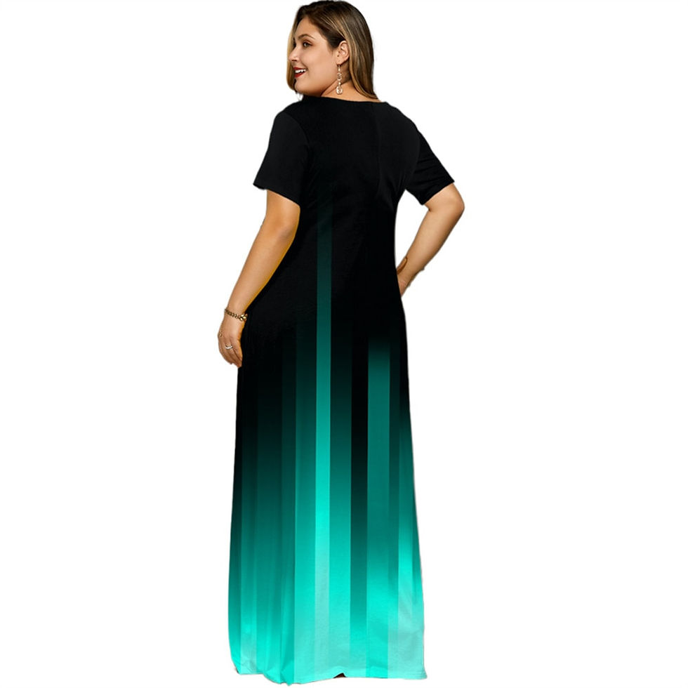 Thumbnail: Plus Size Gradient Print Side Pocket Maxi Dress Summer Women Casual Long Dress