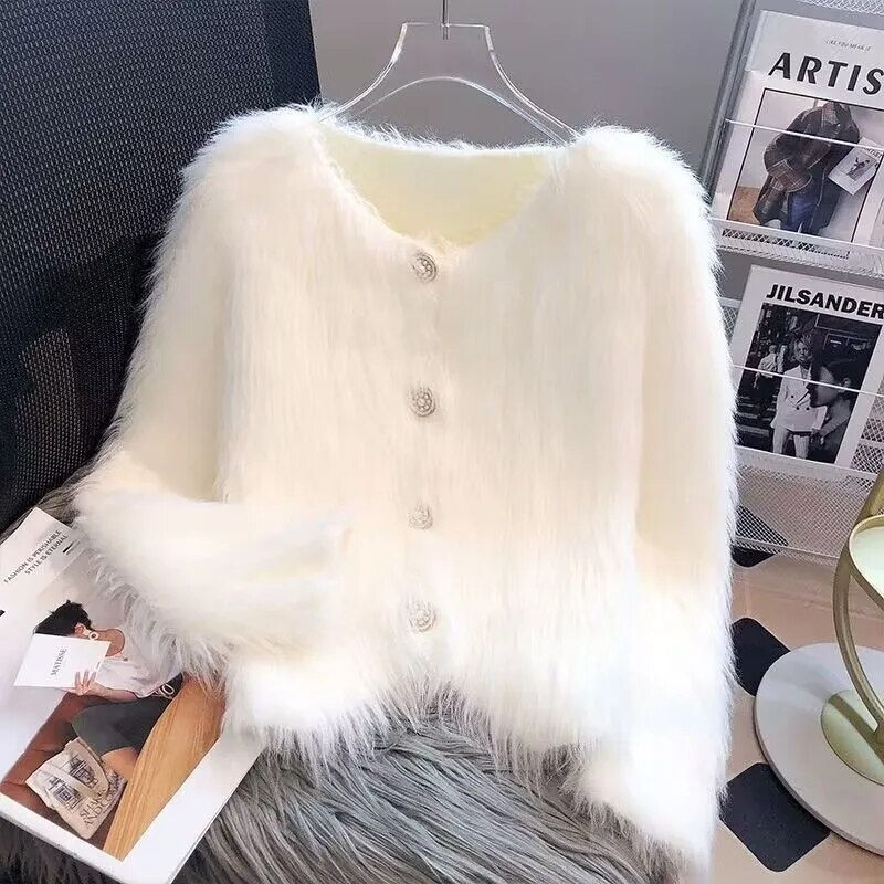 Miniatura: Imitation mink cashmere knitted cardigan sweater coat women autumn and winter 2