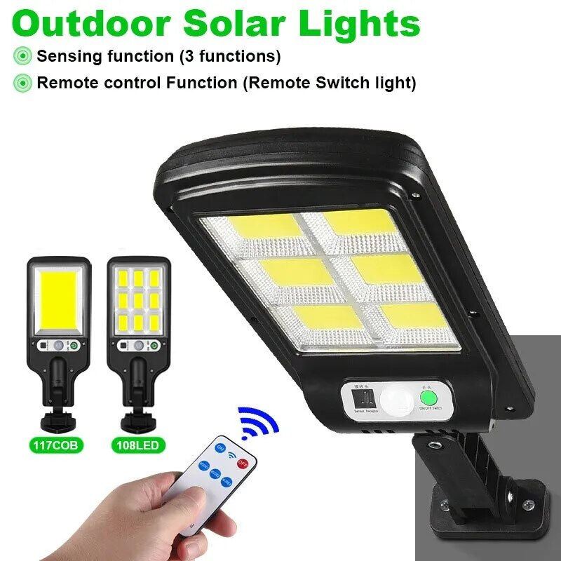 COB Outdoor Solar Lights LED Solar Garden Lamp 3Mode Waterproof Motion Sensor W