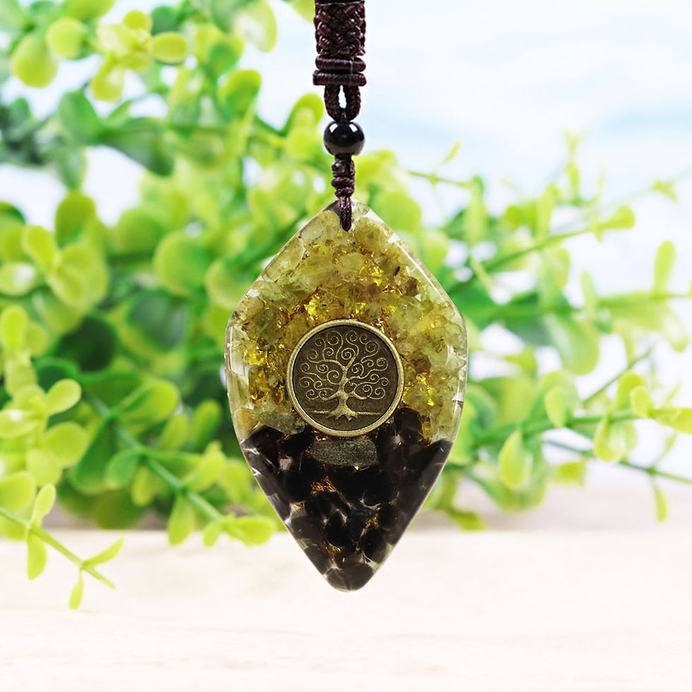 Thumbnail: Tree Of Life Orgone Pendant Natural Olivine Obsidian Crystal Energy Stone Heali