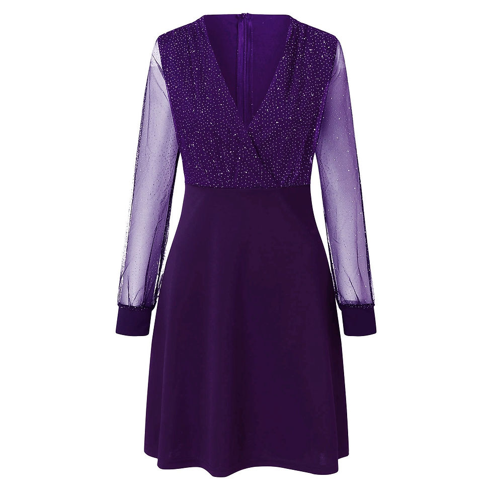 Thumbnail: Plus Size Dresses For Women Solid Long Sequins Party Sleeve Dress Women's