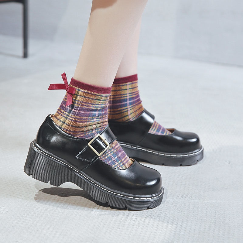 Thumbnail: Advanced Custom Women Pumps Genuine Leather Buckle Mary Jane Chunky Heel Female