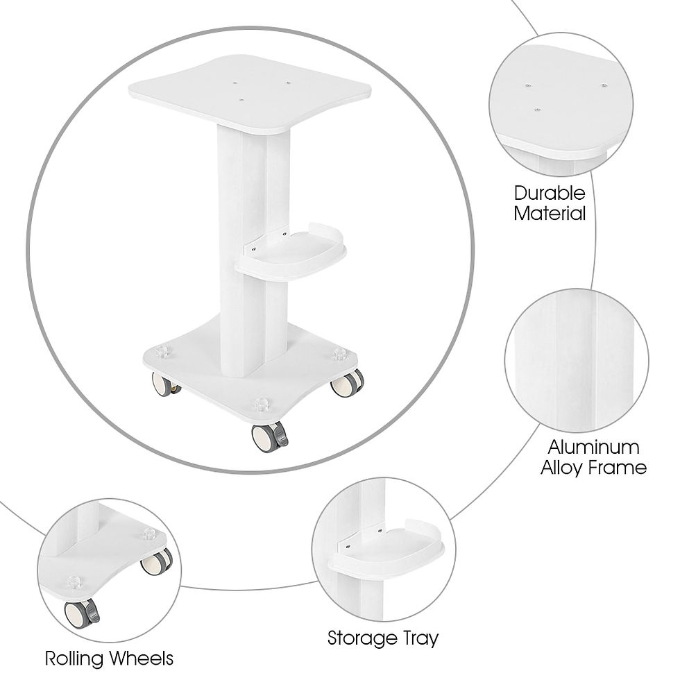 Thumbnail: ABS Beauty Salon Trolley Salon Use Pedestal Rolling Cart Wheel Aluminum Stand B