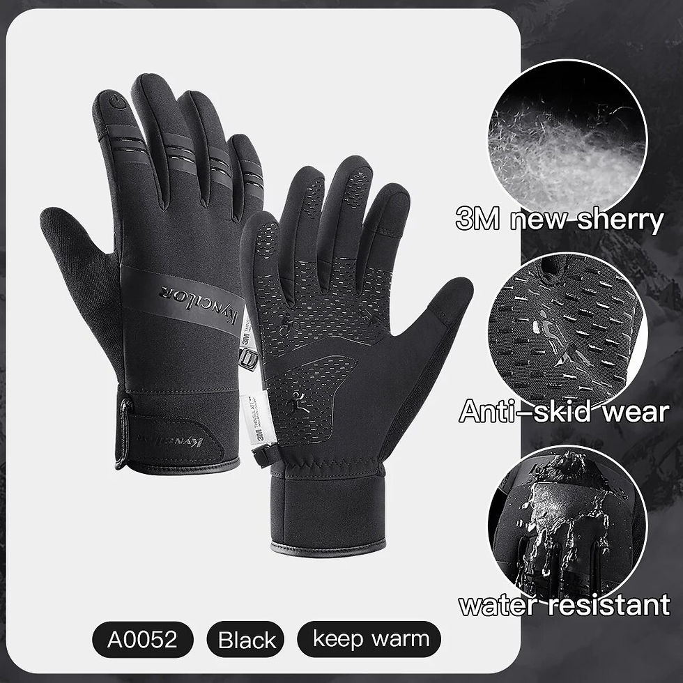 Thumbnail: 3M Gloves Black Waterproof Winter Warm Cycling Outdoor Sports Running Riding Mo