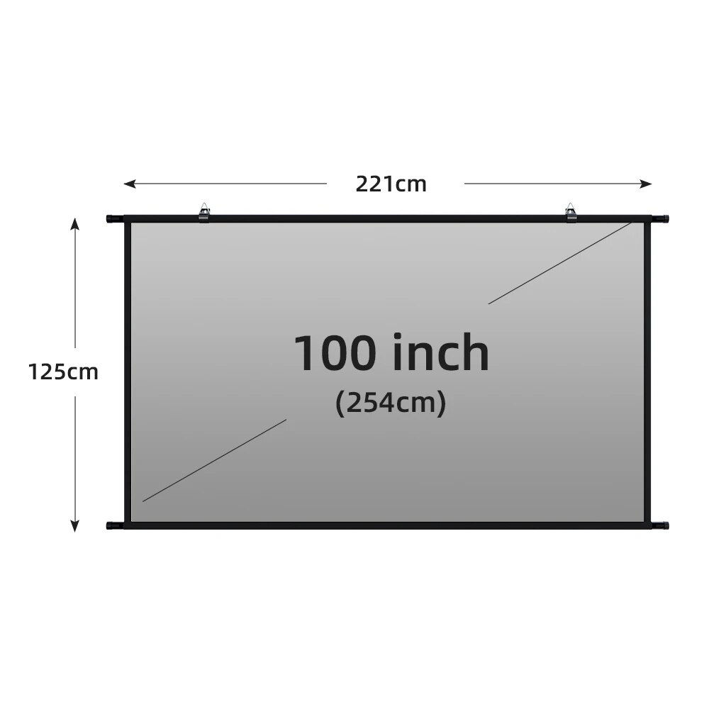 VEIDADZ Projector Screen Wall Mounted Grey Anti-Light Resistant Reflective Fabr