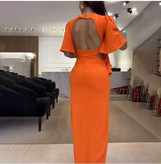 Indexkép: Women's Round Neck Backless Waist Trimming Dress