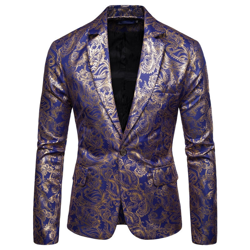 ภาพขนาดย่อ: Men's Casual Blazer Jacket Suit Party Suit High-end Fashion Luxury Men's Golden
