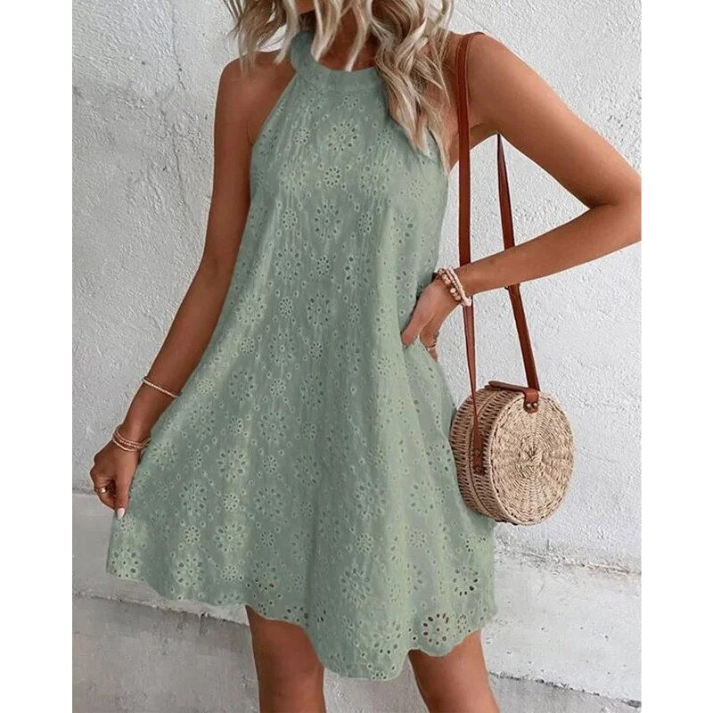 Thumbnail: Summer Women O Neck Sexy Slim Mini Dresses Sleeveless Club Evening Party Black
