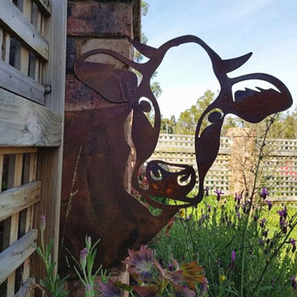 Thumbnail: Metal Iron Cow/Sheep Silhouette Garden Home Wall Art Sculpture Rusty Animal Sco