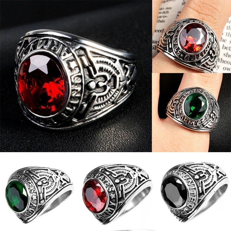 Thumbnail: Luxury Luxury Punk Finger Men Retro Stainless Steel Vintage Crystal Rhinestone