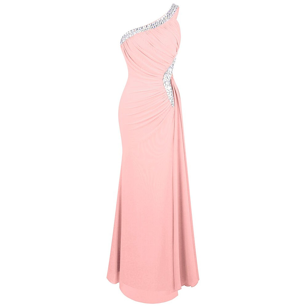 Thumbnail: Angel-fashions Women's Elegant Evening Dresses Beading One shoulder Pleated