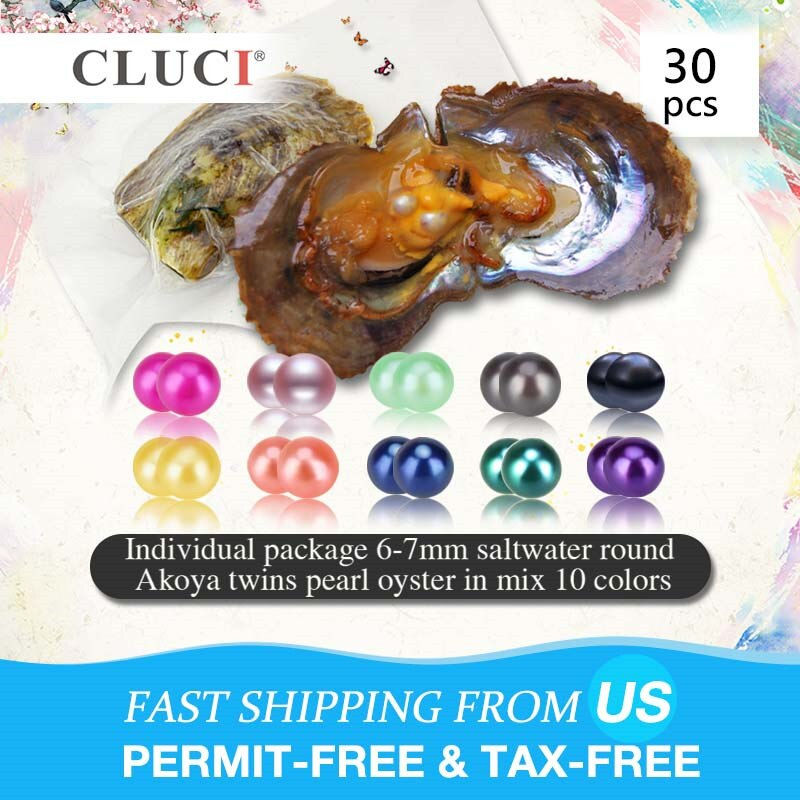 Thumbnail: CLUCI 30pcs Twins Akoya Pearl Oysters 6-7mm  Quality Mixed 10 Colors Akoya Salt