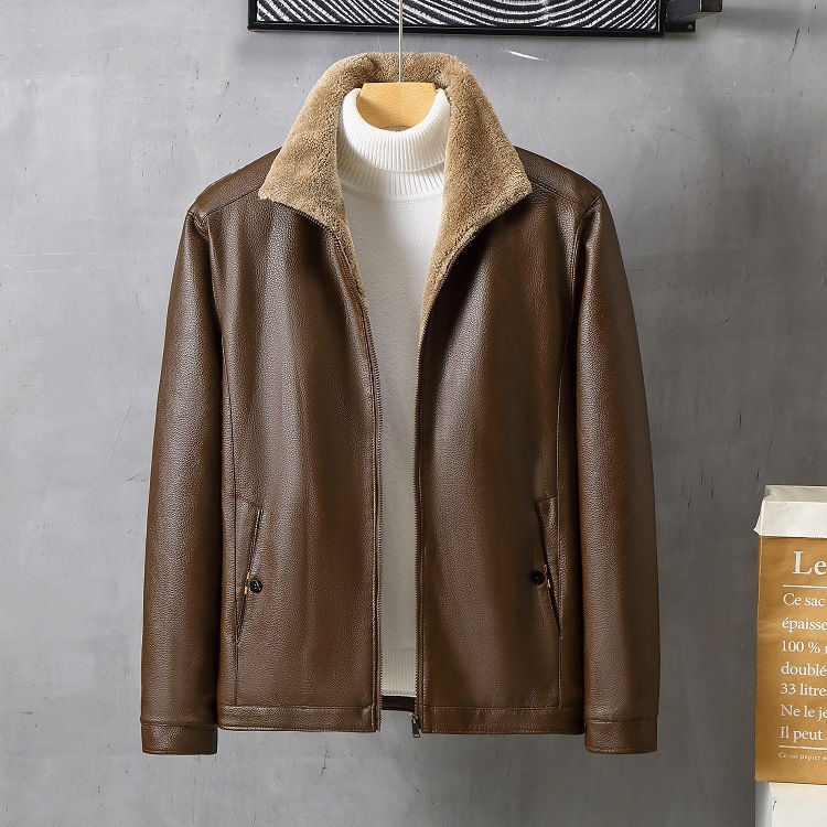 Miniatura: Men's Leather Lapel Fleece Padded Coat