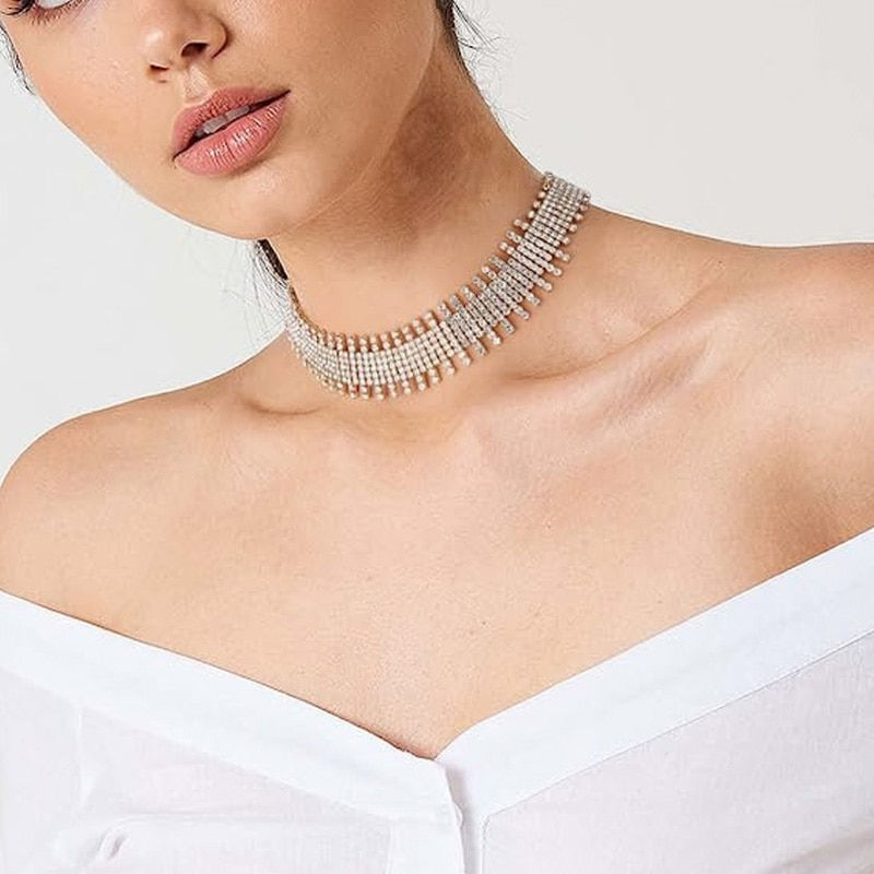 Thumbnail: Stonefans Sparkly Rhinestone Tennis Chain Necklace Choker for Women