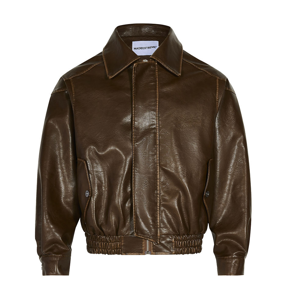 Minijatura: American Retro Maillard Distressed Leather Coat