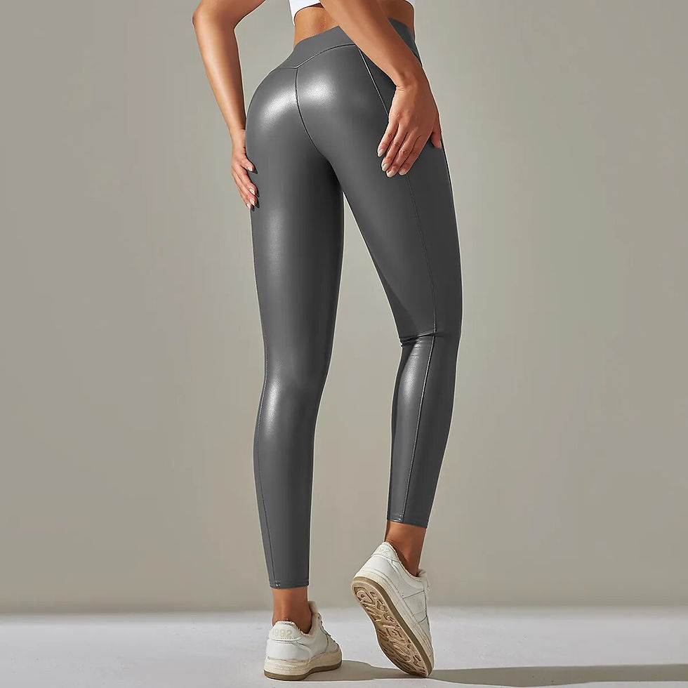 Thumbnail: Women Cute Skinny PU Leather Pants High Waist Elastic YOGA Leggings Multicolour