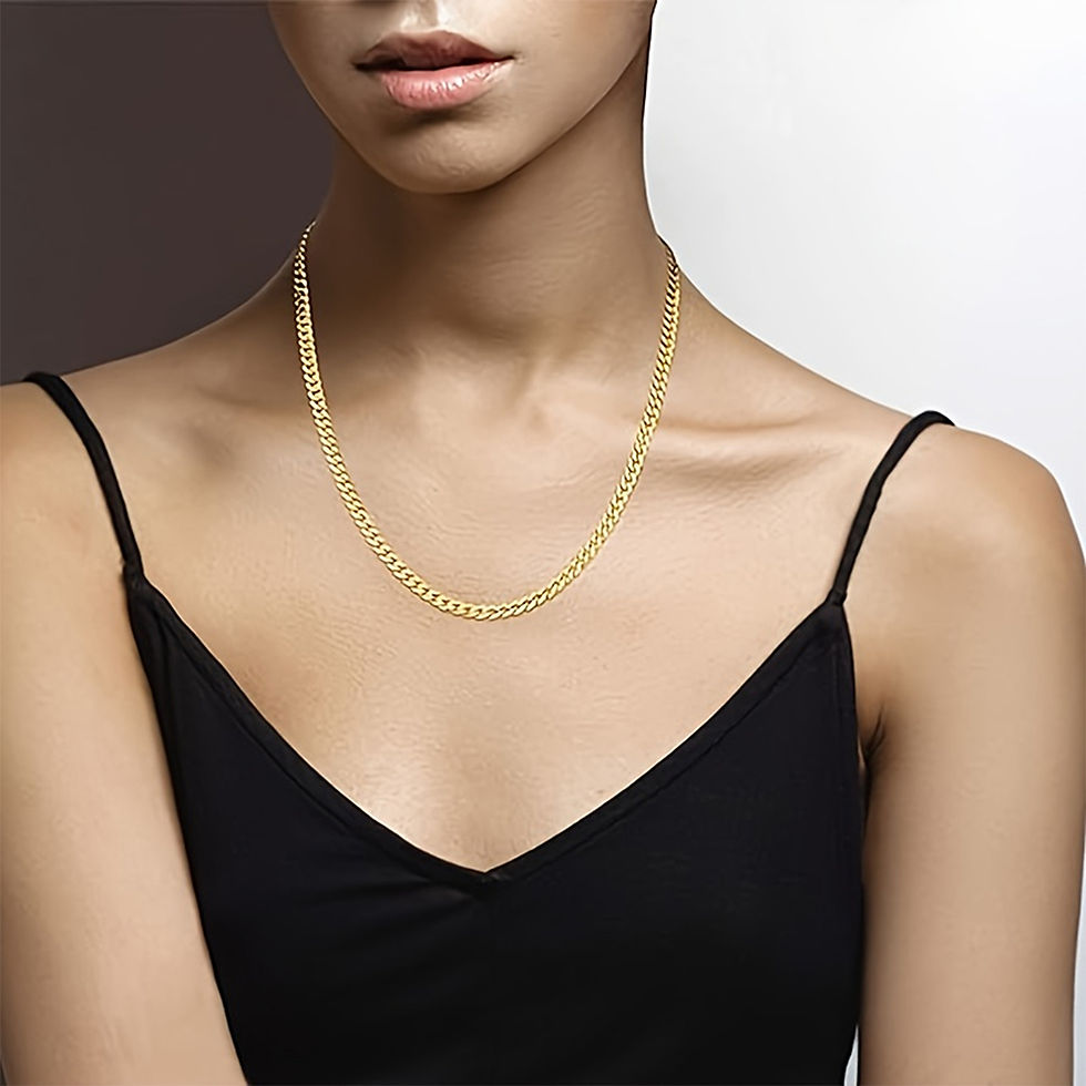 Thumbnail: 18K Gold Plated 5mm Curb Cuban Link Chain Necklace High Polished 925 Sterling S