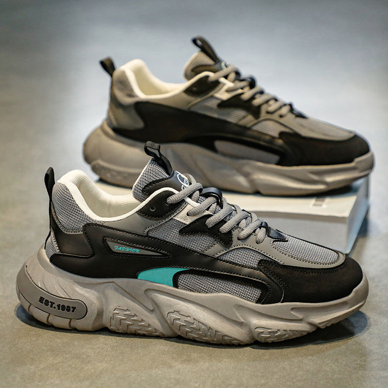 Thumbnail: Thick Sole Versatile Clunky Sneaker For Men 2023 New Trend Mesh Lace Up Breatha