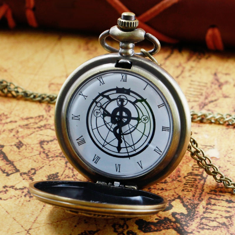 Thumbnail: Fullmetal Alchemist Quartz Anime Pocket Watch Cosplay Clock Design Pendant Neck