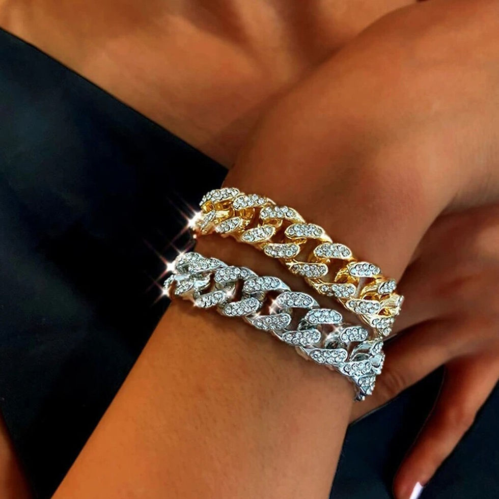 Thumbnail: Stonefans Fashion Bling Cuban Chain Iced Out Bracelet 20mm Women Men Hip