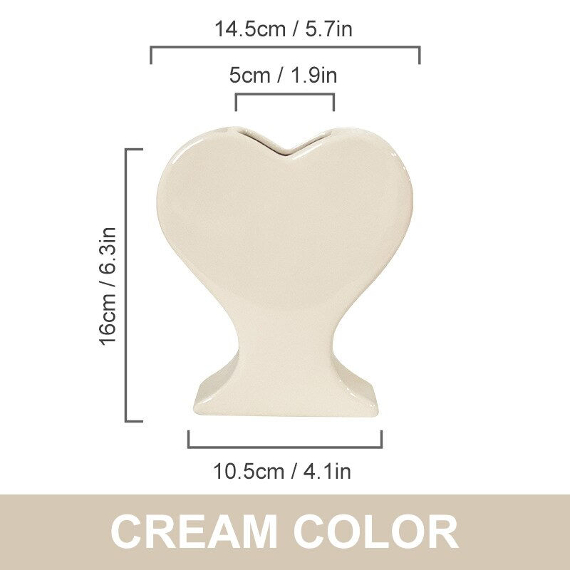 Thumbnail: Heart Shape Ceramic Vase Creative Nordic Flower Vases Ornaments For Restaurant