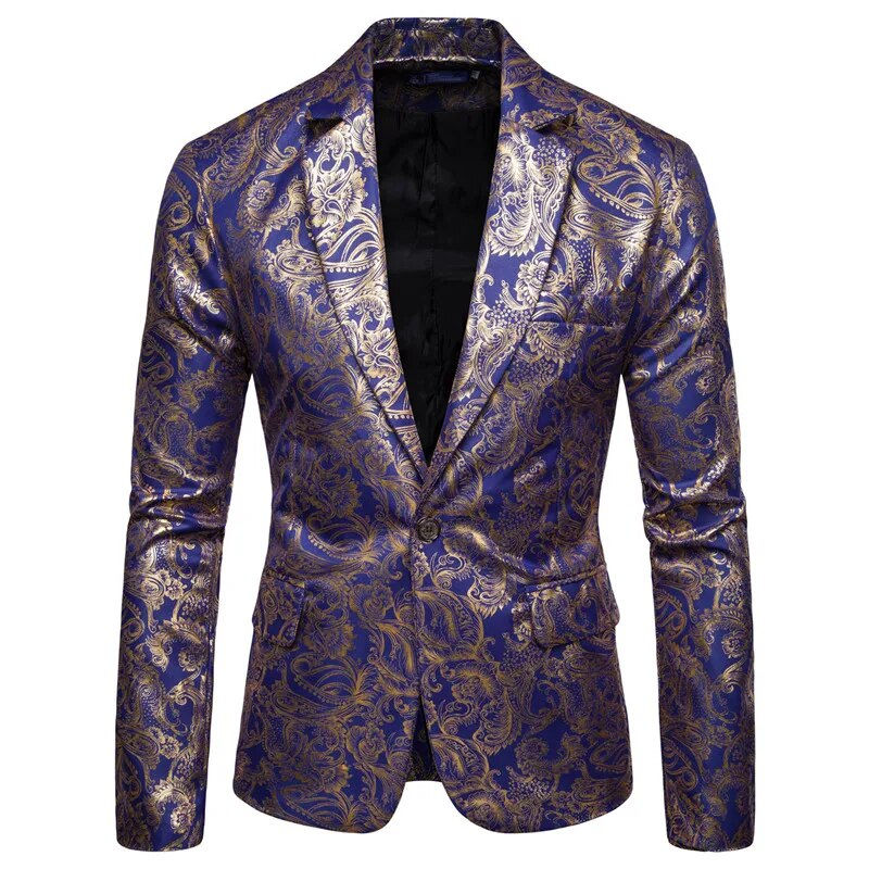 ภาพขนาดย่อ: Men's Casual Blazer Jacket Suit Party Suit High-end Fashion Luxury Men's Golden