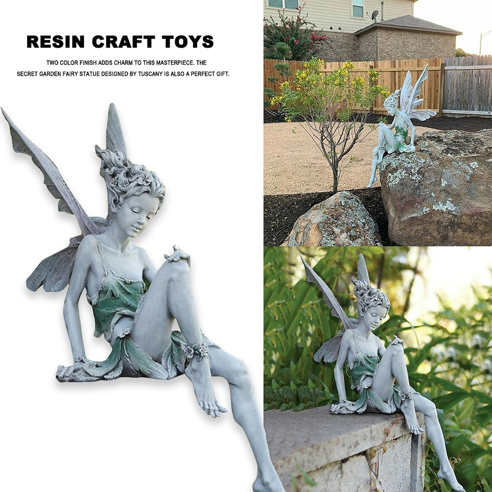 Miniatura: Flower Fairy Sculpture Garden Landscaping Yard Art Ornament Resin Turek Sitting